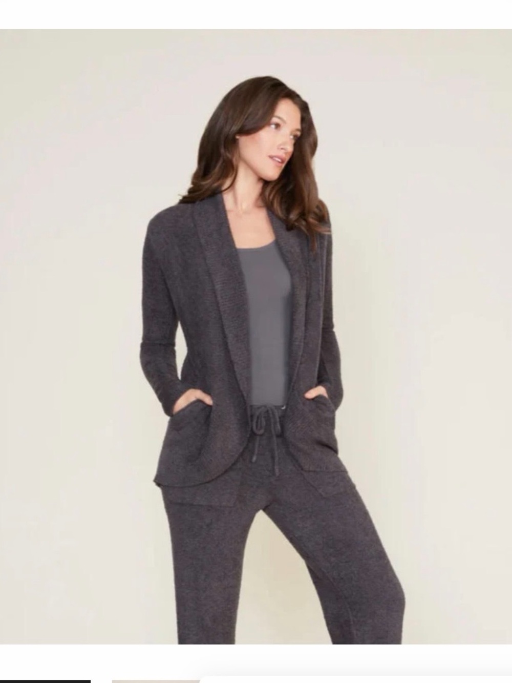 Barefoot Dreams Shawl Collar Open Front Cozy Chic Lite Knit Cardigan Size - XS/S